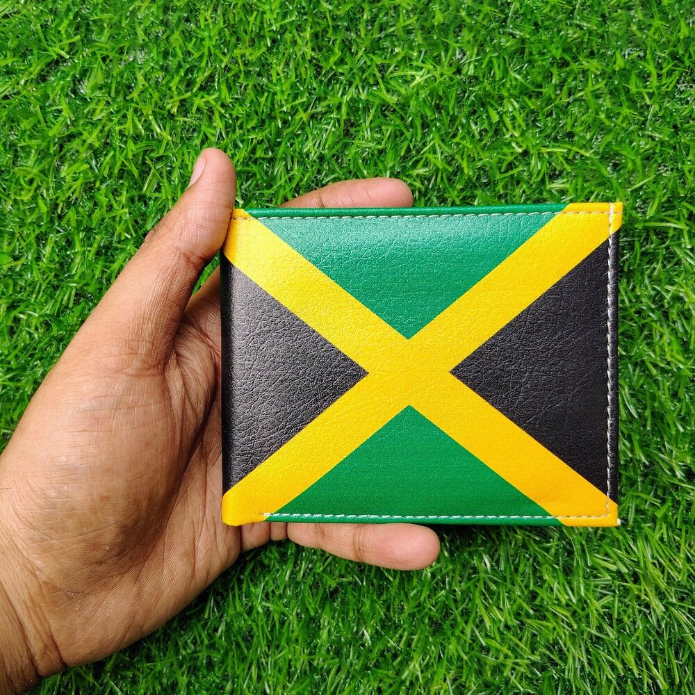 Men Jamaica Printed Flag Vegan Leather Bifold Wallet
